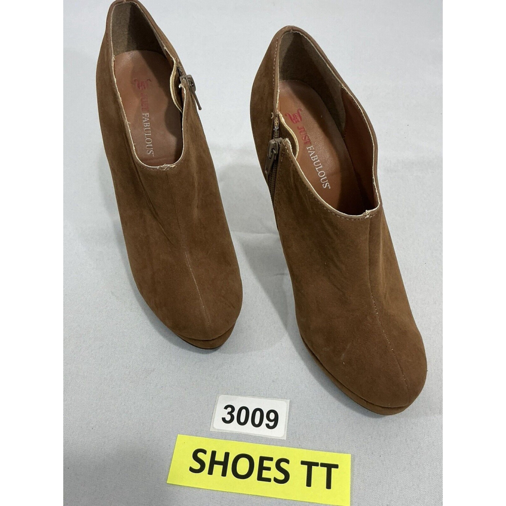 Womans Just Fabulous 07aa11 Size 10 Brown Zip Up Platform Stiletto Booties